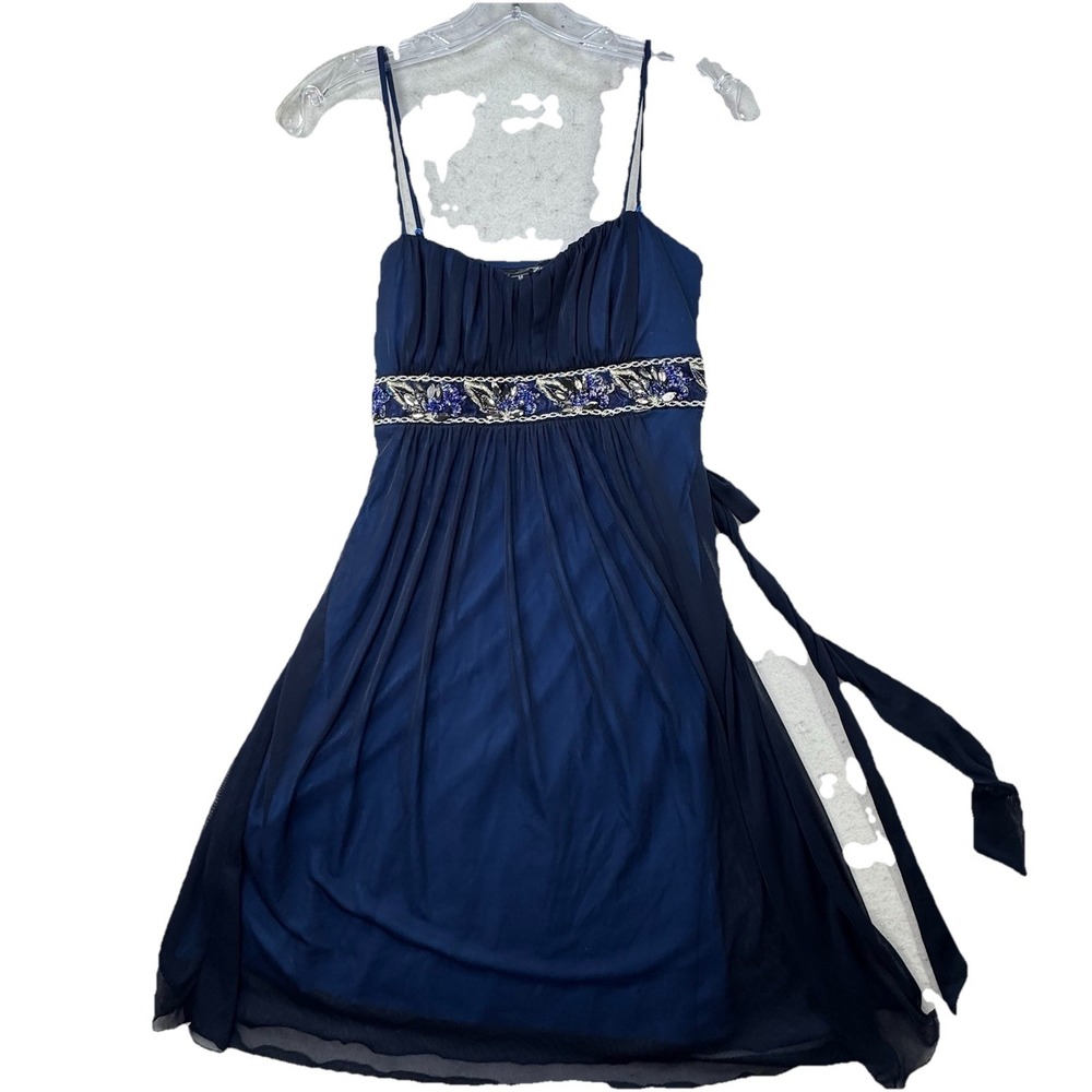 City Triangles Blue Babydoll Dress Medium Sequin Fairy Y2K Hoco Prom Whimsical